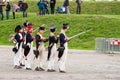 Olomouc Czech Rep. October 7th 2017 historical festival Olmutz 1813. Napoleonic soldiers unit is getting ready to fire