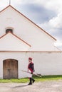 Olomouc Czech Rep. October 7th 2017 historical festival Olmutz 1813. Napoleonic soldiers walk by a nice white catholic