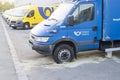 Olomouc Czech Rep 24th July 2019 Czech Post Office car with leaked diesel from a breatched tank. Old rusty Iveco daily