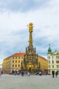 OLOMOUC, CZECH REPUBLIC, APRIL 16, 2016: View of the upper square in the czech city olomouc dominated by the holy Royalty Free Stock Photo