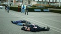 OLOMOUC, CZECH REPUBLIC, JANUARY 10, 2019: Extinction rebellion activists protest protesting against climate change