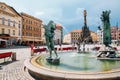 Arion Fountain and Holy Trinity Column at Horni Namesti old town Upper Square in Olomouc, Czech Republic Royalty Free Stock Photo