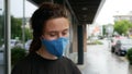 OLOMOUC, CZECH REPUBLIC, JUNE 29, 2020: Coronavirus mask face Czech activist celebrity Valerie Fafejtova in front of the