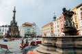 Hercules Fountain and Holy Trinity Column at Horni Namesti old town Upper Square in Olomouc, Czech Republic Royalty Free Stock Photo