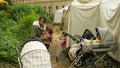 OLOMOUC, CZECH REPUBLIC, JUNE 10, 2022: Immigrants refugees Ukraine Gypsy detention camp Gypsies people family Roma