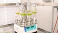 OLOMOUC, CZECH REPUBLIC, MARCH 21, 2018: Storage, oxygenation laboratory bottle sample preparation plant hale cress