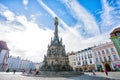 Olomouc, Czech Republic September 2018. Panorama of the square at the town hall and the Holy Trinity column Royalty Free Stock Photo