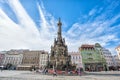 Olomouc, Czech Republic September 2018. Panorama of the square at the town hall and the Holy Trinity column Royalty Free Stock Photo