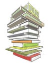 ÃÂ¡olored illustration with stack of books-buildings