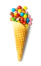 Colorful candies in cone