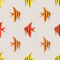 ÃÂ¡olorful Fish seamless pattern. Underwater background with angelfish