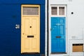 Colorful house doors in St lukes mews alley in London