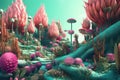 ?olorful landscape fairytale planet. Generative AI