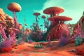 ?olorful landscape fairytale planet. Generative AI