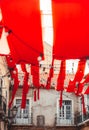 Old houses with red fabric on top Royalty Free Stock Photo