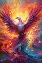 Oloring page for adults, strong mythological monster phoenix.Generative AI