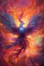 Oloring page for adults, strong mythological monster phoenix.Generative AI