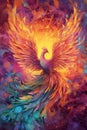 Oloring page for adults, strong mythological monster phoenix.Generative AI