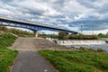 Olse river with bridge on Karvina city bypass Royalty Free Stock Photo