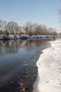 Olse river in Karvina town in Czech republic during winter Royalty Free Stock Photo