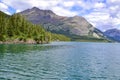 Olson Mountain and ripples across Upper Waterton Lake at Glacier National Park