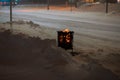 Olsztyn, Poland - February 8, 2021 - Frosty Winter in Olsztyn seeded hand heater at bus stops