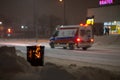 Olsztyn, Poland - February 8, 2021 - Frosty Winter in Olsztyn seeded hand heater at bus stops