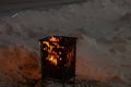 Olsztyn, Poland - February 8, 2021 - Frosty Winter in Olsztyn seeded hand heater at bus stops