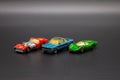 Olsztyn, Poland - 10 February 2021 - Matchbox cars different models on a dark background, toy or collector`s item