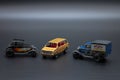 Olsztyn, Poland - 10 February 2021 - Matchbox cars different models on a dark background, toy or collector`s item