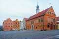 Olsztyn, Poland 2017. 11. 30. main square of the Old Town, ghotic town hall in Olsztyn old city. Old central city street.