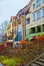 Olsztyn, Poland 2017. 11. 30. main square of the Old Town, ghotic town hall in Olsztyn old city. Old central city yard, arch in t