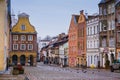 Olsztyn, Poland 2017. 11. 30. main square of the Old Town, ghotic town hall in Olsztyn old city. Old central city street.