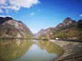 Olt River in Carpathian Mountains, Romania at Turnu Dam Royalty Free Stock Photo