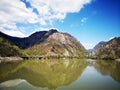 Olt River in Carpathian Mountains, Romania at Turnu Dam Royalty Free Stock Photo