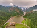 Olt Valley on a cold foggy morning near Ramnicu Valcea Calimanesti and Caciulata resorts Royalty Free Stock Photo