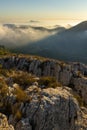 Olta mountain landscape above the clouds, Serra Gelada in Benidorm Royalty Free Stock Photo