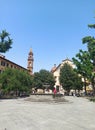Oltrarno Square in front of the Basilica of the Holy Spirit in Florence, Italy.