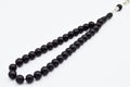 Oltu tespih tesbih, black and silver beads sequenced short rosary Royalty Free Stock Photo