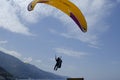 Oludeniz Beach, which is famous for its sandy beach and blue sea, is where paragliders jumping from Babadag land.