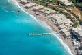 Beach on the Mediterranean coast in Kidrak neighbourhood of Oludeniz beach resort in Mugla province of Turkey Royalty Free Stock Photo