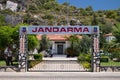 Oludeniz, Turkey - July 10, 2012: entrance of police station coast guards with turkish text jandarma in oludeniz