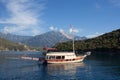 Turkish touristic boats over calm sea in Oludeniz, Turkey Royalty Free Stock Photo