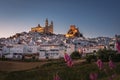 Olvera city with Castle and Cathedral at sunset - Olvera, Cadiz Province, Andalusia, Spain Royalty Free Stock Photo