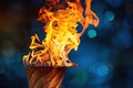 Olyimpic fire torch burning. Generative Ai Royalty Free Stock Photo