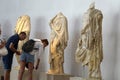 Olympia, Greece, 17 July 2018, Tourists from around the world visit the archaeological finds in the museum Royalty Free Stock Photo