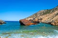 Olympia shipwreck of Amorgos island in Cyclades, Greece Royalty Free Stock Photo