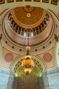 A 5-ton chandelier is suspended above the rotunda of the State Capitol in Olympia, Washington, USA