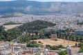 Olympian Zeus temple and Panathenaic ancient stadium in Athens, view from Acropolis hill. Attica, Greece Royalty Free Stock Photo