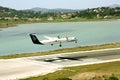 Olympic Airlines aircraft landing Royalty Free Stock Photo